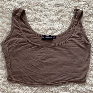 Mocha Basic Scoop Neck Crop Top